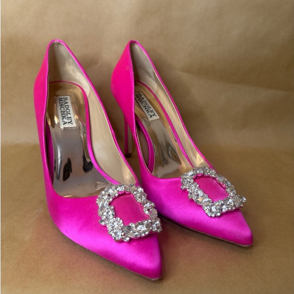 Badgley Mischka Cher Crystal Embellished Women's Hot Pink Size 7.5  Pump